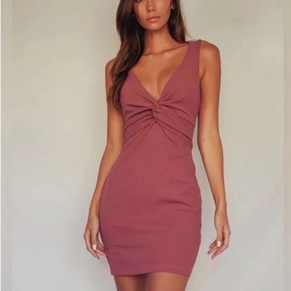 Must Be a Twist of Fate Dusty Rose Bodycon Mini Dress - Picture 4 of 5